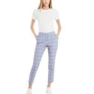 NWT Riley & Rae Blue Plaid Straight Leg Cropped Trouser Pants Size 0 Workwear
